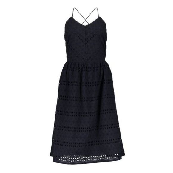 NWT Tommy Hilfiger Sky Captain eyelet a-line navy blue dress woman size 6 - Picture 1 of 15